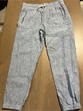 Athleta Light Blue Linen-Blend Jogger Pants